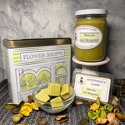 Matcha and Bergamot Candles and Wax Melts