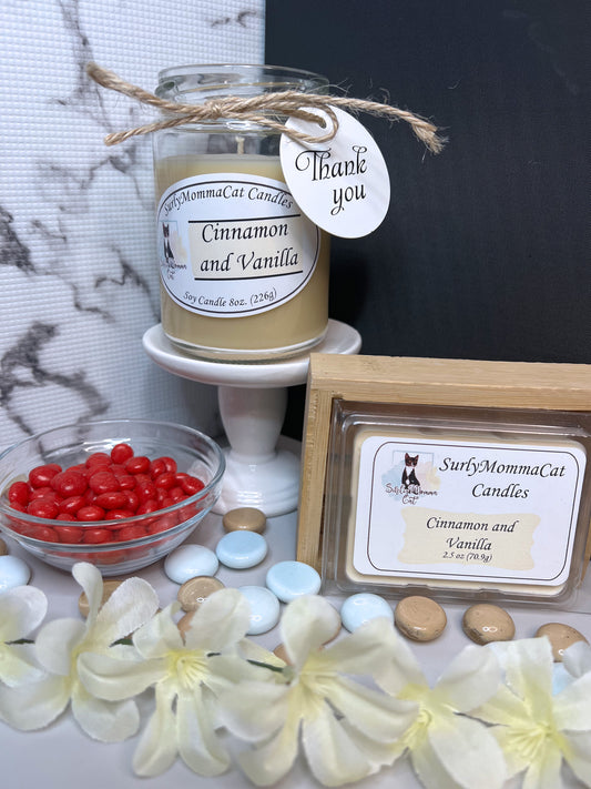 Cinnamon and Vanilla Candles and Wax Melts